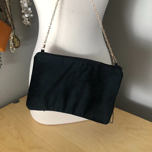 Lulu Satin Metallic Beaded Fringe Crossbody Bag - NEW - Picture 4 of 9